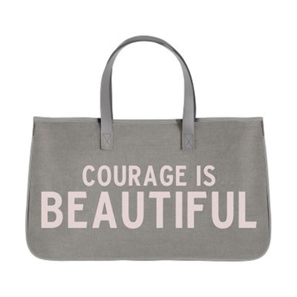 NWT Santa Barbara Design Faithworks Courage Is Beautiful Canvas Tote Bag Gray